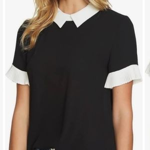 CeCe Colorblocked Collared Blouse